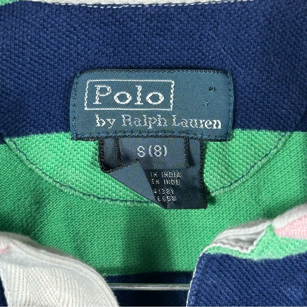 Ralph Lauren Kids Polo with Stripes and Bold Embroidered Logo Size Small 8 - Picture 4 of 4